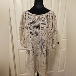 Cover Me Cream Lace Swim Coverup SZ L